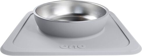 Ono Great Bowl Food & Water Single Feeder - Medium to Large Pets No Spill Non Skid Silicone Mat & Stainless Steel Bowl for Dogs or Cats (Cool Gray) in Saudi Arabia