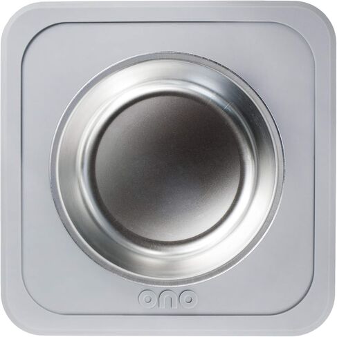 Ono Great Bowl Food & Water Single Feeder - Medium to Large Pets No Spill Non Skid Silicone Mat & Stainless Steel Bowl for Dogs or Cats (Cool Gray) in Saudi Arabia