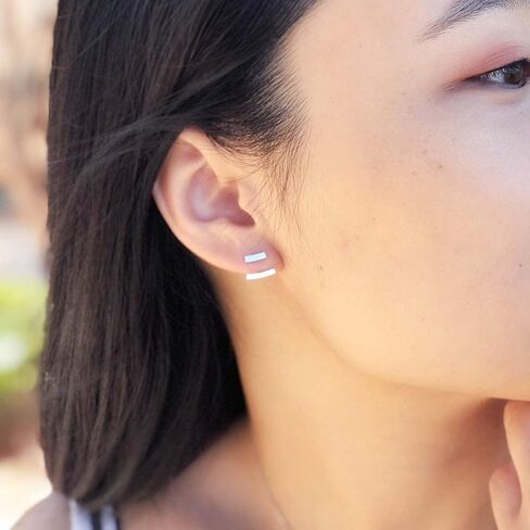 سترة أذن بقضيب مزدوج من الفضة الإسترليني عيار 925 in Kuwait