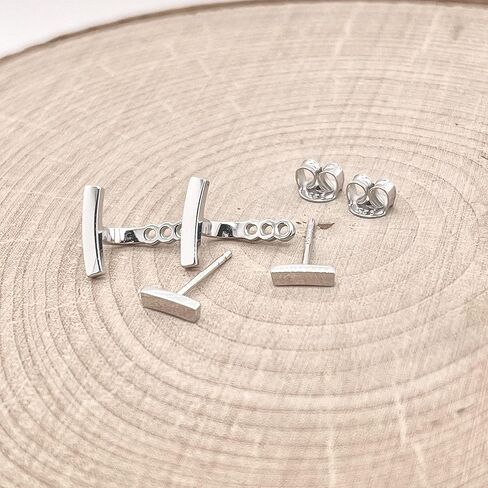 سترة أذن بقضيب مزدوج من الفضة الإسترليني عيار 925 in Kuwait