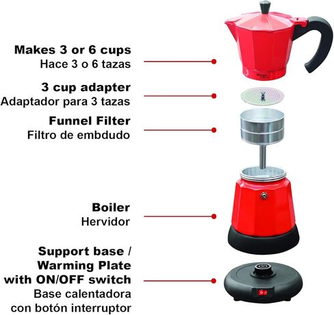 MCGN600PRGB Electric Coffee Maker, 6 cups, Red in Saudi Arabia