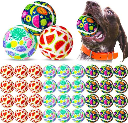36 Pcs Summer Dog Tennis Balls 2.5 Inches Toy Ball for Small Medium Large Dogs Durable Teething Chew Toys for Aggressive Dogs Exercise Training Catching, 3 Styles in Saudi Arabia