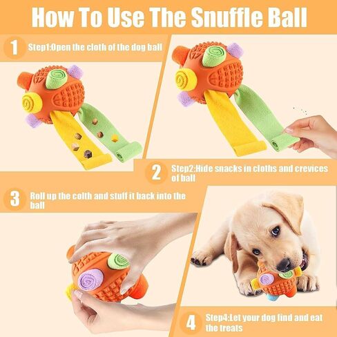 Interactive DogToys Hidden Food Puzzle Ball Encourage Natural Foraging Skills,Slow Food Training to Relieve Boredom and Stimulating.(Orange) in Saudi Arabia