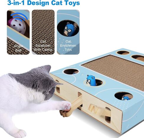 لعبة Whack A Mole Cat، خدش القطط، لوح خدش القطط 3 في 1، ألعاب القطط للقطط البالغة في الأماكن المغلقة التي تشعر بالملل، لعبة القطط التفاعلية، لعبة القطط مع وسادة خدش، عجلات القطط للقطط الداخلية in Saudi Arabia