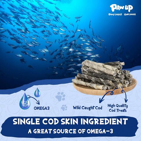 Dog Treats, Cod Skins Dog Treat with Taurine, One-Ingredient Grain-Free Chew Fish Skin Rolls Rich in Omega3, 8 oz in Saudi Arabia