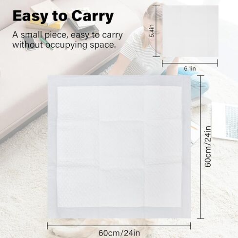 وسادات داخلية للاستعمال مرة واحدة بتصميم مقاوم للتسرب وسريع الجفاف لعلاج سلس البول، وسادات ماصة وغير قابلة للتسرب للكلاب والجراء للتدريب على استخدام المرحاض، عدد 5 وسادات حماية منزلية مقاس 24 × 24 بوصة - باللون الأبيض in Kuwait