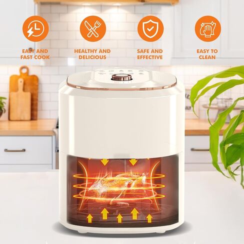 Air Fryer, 8 Quart Family Size Electric Cooker Oilless with 10 Cooking Functions, LCD Digital Touch Screen with Precise Temperature Control, Shake Reminder Function, 2000W, UL Listed (White) in Saudi Arabia