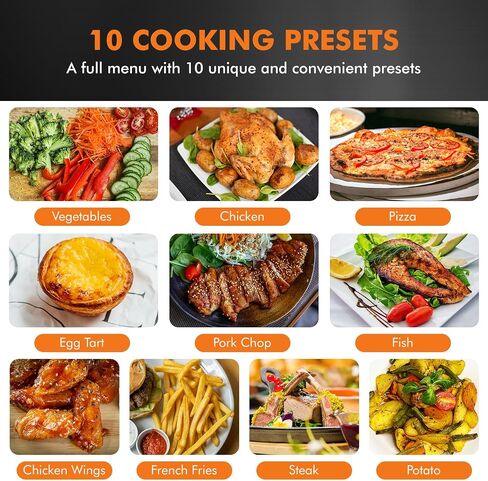 Air Fryer, 8 Quart Family Size Electric Cooker Oilless with 10 Cooking Functions, LCD Digital Touch Screen with Precise Temperature Control, Shake Reminder Function, 2000W, UL Listed (White) in Saudi Arabia