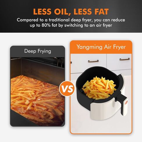 Air Fryer, 8 Quart Family Size Electric Cooker Oilless with 10 Cooking Functions, LCD Digital Touch Screen with Precise Temperature Control, Shake Reminder Function, 2000W, UL Listed (White) in Saudi Arabia