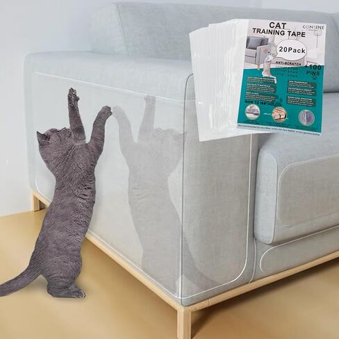 20 عبوة من واقي الأثاث المضاد للخدش للقطط، واقيات زوايا الأريكة للقطط، مانع خدش القطط الشفاف للأثاث، واقي أريكة القطط ذاتي اللصق لجدران الأبواب (17 × 12 + 17 × 6) in Kuwait