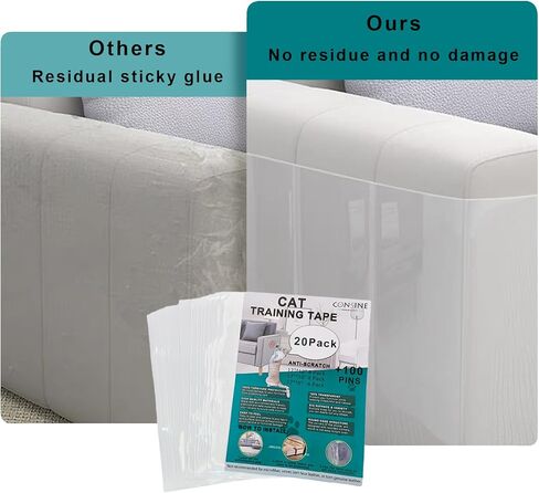 20 عبوة من واقي الأثاث المضاد للخدش للقطط، واقيات زوايا الأريكة للقطط، مانع خدش القطط الشفاف للأثاث، واقي أريكة القطط ذاتي اللصق لجدران الأبواب (17 × 12 + 17 × 6) in Kuwait