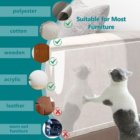 20 عبوة من واقي الأثاث المضاد للخدش للقطط، واقيات زوايا الأريكة للقطط، مانع خدش القطط الشفاف للأثاث، واقي أريكة القطط ذاتي اللصق لجدران الأبواب (17 × 12 + 17 × 6) in Kuwait