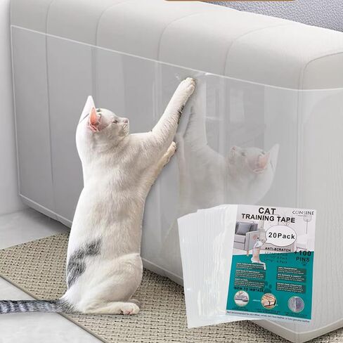 20 عبوة من واقي الأثاث المضاد للخدش للقطط، واقيات زوايا الأريكة للقطط، مانع خدش القطط الشفاف للأثاث، واقي أريكة القطط ذاتي اللصق لجدران الأبواب (17 × 12 + 17 × 6) in Kuwait