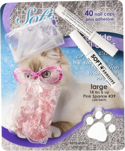 Feline Soft Claw Nail Caps, Large, Pink Sparkle in Kuwait