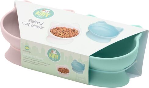 Kitty City Raised Cat Food Bowl Collection/Stress Free Pet Feeder and Waterer and Slow Feed Bowls in Saudi Arabia