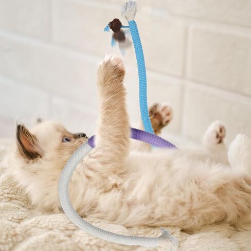 Giantree 4 Pcs Cat Chew Toy for Teeth Cleaning, 27.56" Cat Catnip Rope Toys for Indoor Cats Toys Chew Ropes Interactive Cat Nip Kitty Toys for All Breeds (Solid Color, Rope) in Saudi Arabia