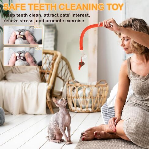 Giantree 4 Pcs Cat Chew Toy for Teeth Cleaning, 27.56" Cat Catnip Rope Toys for Indoor Cats Toys Chew Ropes Interactive Cat Nip Kitty Toys for All Breeds (Solid Color, Rope) in Saudi Arabia