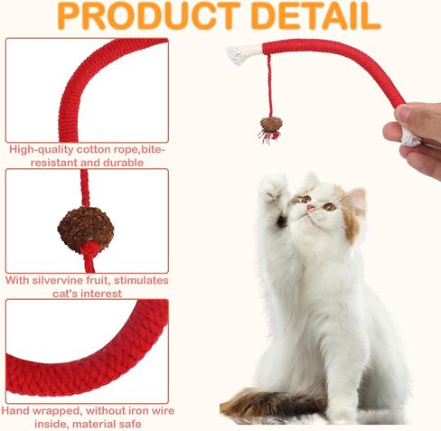 Giantree 4 Pcs Cat Chew Toy for Teeth Cleaning, 27.56" Cat Catnip Rope Toys for Indoor Cats Toys Chew Ropes Interactive Cat Nip Kitty Toys for All Breeds (Solid Color, Rope) in Saudi Arabia