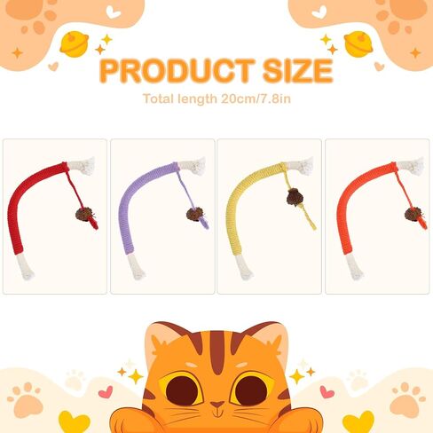 Giantree 4 Pcs Cat Chew Toy for Teeth Cleaning, 27.56" Cat Catnip Rope Toys for Indoor Cats Toys Chew Ropes Interactive Cat Nip Kitty Toys for All Breeds (Solid Color, Rope) in Saudi Arabia