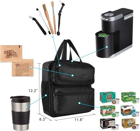 Beautyflier Coffee Maker Carrying Bag for Keurig K-Mini or K-Mini Plus, Coffee Maker Travel Bag, Single Serve Coffee Brewer Carrying Case with Multiple Pockets for K-Cup Pods, Black (Bag Only) in Saudi Arabia