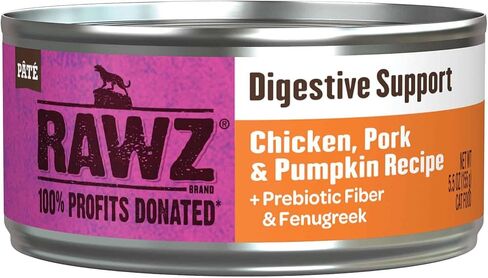 Rawz DIGESTIVE SUPPORT CAT FOOD 5.5 Ounce Cans, 24 Pack (Chicken/Pork/Pumpkin) in Kuwait