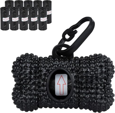 موزع أكياس نفايات الكلاب مع 10 لفات و150 كيسًا بلون عشوائي ومضادة للتسرب معطرة بكريستال لامع وحلقة تسلق، باللون الأبيض in Kuwait