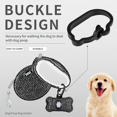 موزع أكياس نفايات الكلاب مع 10 لفات و150 كيسًا بلون عشوائي ومضادة للتسرب معطرة بكريستال لامع وحلقة تسلق، باللون الأبيض in Kuwait