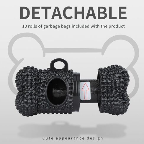 موزع أكياس نفايات الكلاب مع 10 لفات و150 كيسًا بلون عشوائي ومضادة للتسرب معطرة بكريستال لامع وحلقة تسلق، باللون الأبيض in Kuwait