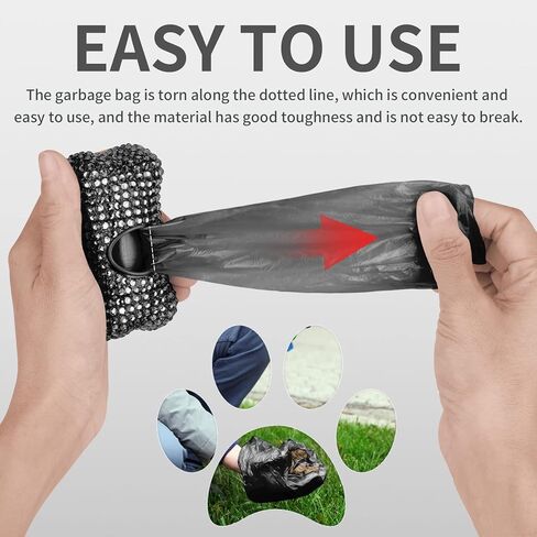 موزع أكياس نفايات الكلاب مع 10 لفات و150 كيسًا بلون عشوائي ومضادة للتسرب معطرة بكريستال لامع وحلقة تسلق، باللون الأبيض in Kuwait
