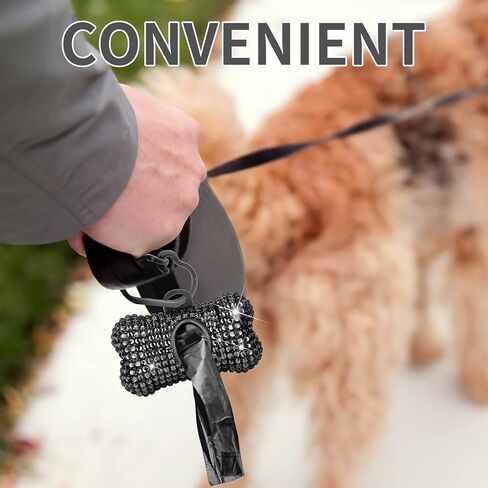 موزع أكياس نفايات الكلاب مع 10 لفات و150 كيسًا بلون عشوائي ومضادة للتسرب معطرة بكريستال لامع وحلقة تسلق، باللون الأبيض in Kuwait