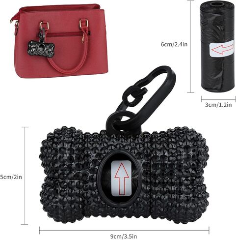 موزع أكياس نفايات الكلاب مع 10 لفات و150 كيسًا بلون عشوائي ومضادة للتسرب معطرة بكريستال لامع وحلقة تسلق، باللون الأبيض in Kuwait