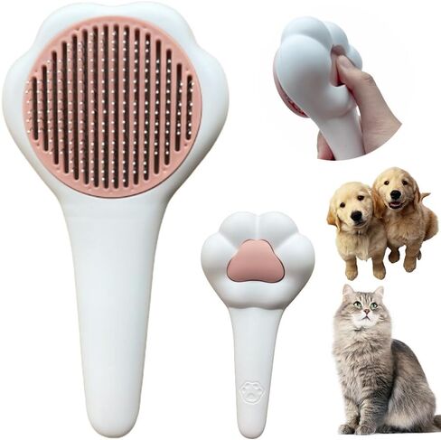 2023 فرشاة جديدة للعناية بشعر الحيوانات الأليفة للقطط أو الكلاب، نمط مخلب القطط، فرش تساقط الشعر الطويل القصير للحيوانات الأليفة، فرشاة مشط ذاتية التنظيف من Achicklead للقطط تزيل تشابك الفراء السائب (زر التحرير) in Kuwait