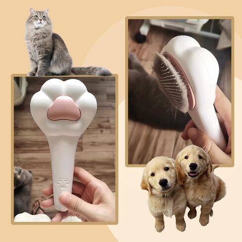 2023 فرشاة جديدة للعناية بشعر الحيوانات الأليفة للقطط أو الكلاب، نمط مخلب القطط، فرش تساقط الشعر الطويل القصير للحيوانات الأليفة، فرشاة مشط ذاتية التنظيف من Achicklead للقطط تزيل تشابك الفراء السائب (زر التحرير) in Kuwait