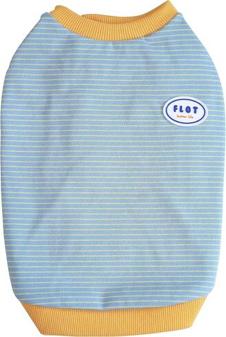 FLOT Designer Dog Sleeveless T-Shirt Premium Materials Tailored Fit Stripe Trendy Designed and Made in Korea (Mint/Yellow) XX-Large in Saudi Arabia