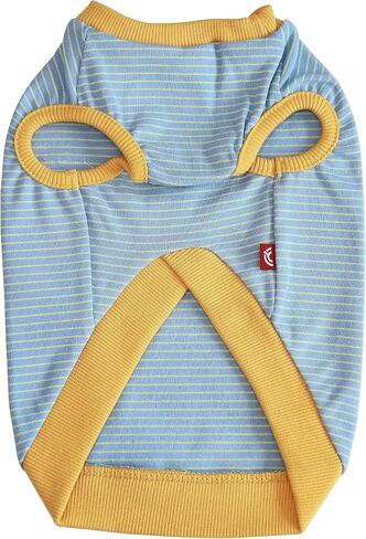 FLOT Designer Dog Sleeveless T-Shirt Premium Materials Tailored Fit Stripe Trendy Designed and Made in Korea (Mint/Yellow) XX-Large in Saudi Arabia