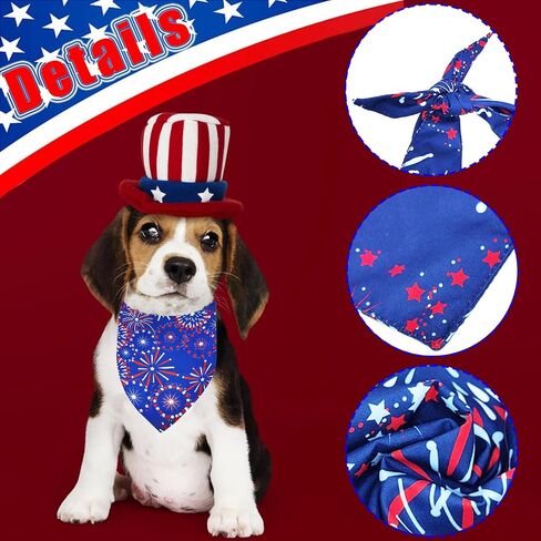 4th of July Dog Bandanas 3Pack عكسها العلم الأمريكي مثلث وشاح للكلاب الكبيرة الفتيان الفتيات جرو منديل الوطنية زي الملحقات الولايات المتحدة الأمريكية يوم الاستقلال الزي (الولايات المتحدة الأمريكية العلم عصابات، كبير) in Saudi Arabia