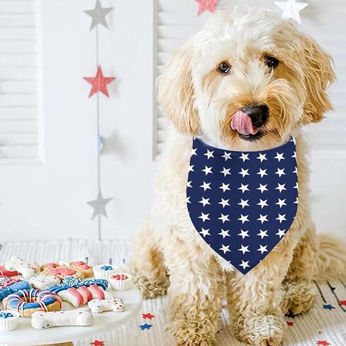 4Th of July Dog Bandanas, Reversible Dual-Layer Patriotic Theme Design 2 Pack, Let Freedom Ring Independence Day Square Dog Kerchief, American Flag Pet Scarf Dogs Gifts (01) in Kuwait