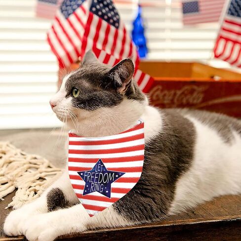 4Th of July Dog Bandanas, Reversible Dual-Layer Patriotic Theme Design 2 Pack, Let Freedom Ring Independence Day Square Dog Kerchief, American Flag Pet Scarf Dogs Gifts (01) in Kuwait