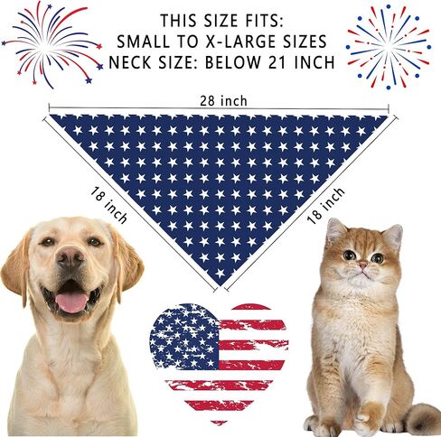 4Th of July Dog Bandanas, Reversible Dual-Layer Patriotic Theme Design 2 Pack, Let Freedom Ring Independence Day Square Dog Kerchief, American Flag Pet Scarf Dogs Gifts (01) in Kuwait