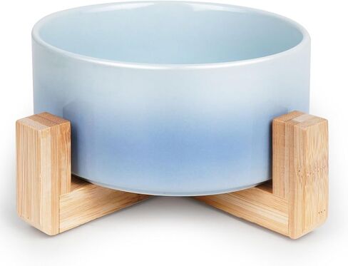 Artisan Ceramic Dog and Cat Bowl with Stand ,Pet Bowl for Food and Water, Cute Dog Bowl for Small, Medium Dogs and Cats (Blue, Single Bowl) in Saudi Arabia