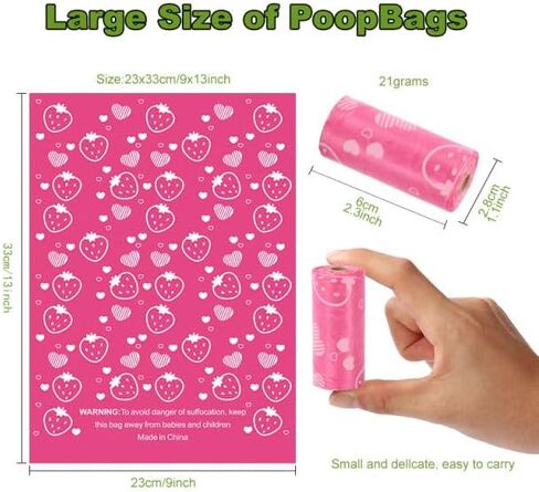 Generic 240 Count Eco-Friendly Pet Waste Bags with Dispenser, Leak-Proof Dog Poop Bags. 100% Pouch Bio Degradable Custom Eco Friendly Dog Pet Waste Poop Bags Biodegradable., pink in Saudi Arabia
