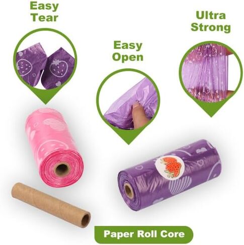 Generic 240 Count Eco-Friendly Pet Waste Bags with Dispenser, Leak-Proof Dog Poop Bags. 100% Pouch Bio Degradable Custom Eco Friendly Dog Pet Waste Poop Bags Biodegradable., pink in Saudi Arabia