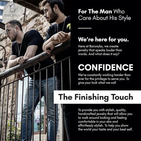 Baronyka Handmade Gold Bracelet for Men, Stainless Steel Link Chain Bracelet, 8" with Lobster Clasp, Waterproof Gold Rope Bracelet in Kuwait