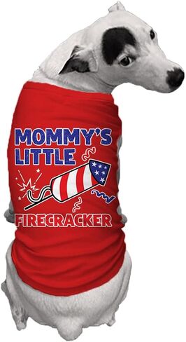 Mommy's Little Firecracker - USA Independence Day 4th of July Dog Shirt (Red, Small) in Kuwait