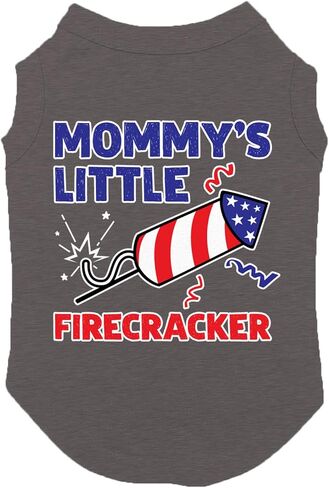 Mommy's Little Firecracker - USA Independence Day 4th of July Dog Shirt (Red, Small) in Kuwait