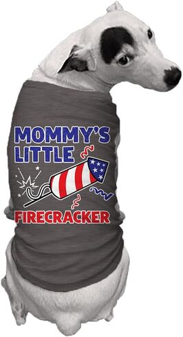 Mommy's Little Firecracker - USA Independence Day 4th of July Dog Shirt (Red, Small) in Kuwait