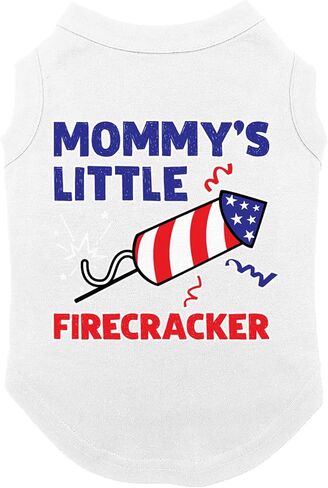 Mommy's Little Firecracker - USA Independence Day 4th of July Dog Shirt (Red, Small) in Kuwait