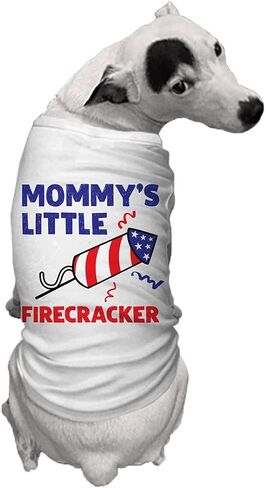 Mommy's Little Firecracker - USA Independence Day 4th of July Dog Shirt (Red, Small) in Kuwait