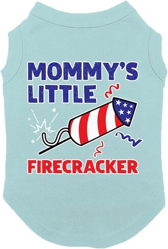Mommy's Little Firecracker - USA Independence Day 4th of July Dog Shirt (Red, Small) in Kuwait