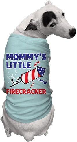 Mommy's Little Firecracker - USA Independence Day 4th of July Dog Shirt (Red, Small) in Kuwait